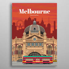 Travel To Melbourne Again Poster Print By Studio 324 Displate In 2020 Posters Australia Retro Travel Poster Travel Prints