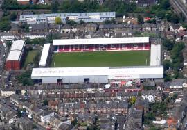 Below you find a lot of statistics for this. Griffin Park Wikipedia