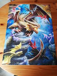 Today's featured picture is "Dragon Clan". Dragons are my favourite subject  to paint so this was a really fun one to do. There are 21 dragons in there  if you look closely.