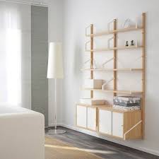 Svalnas Bamboo White Wall Mounted Storage Combination 130x35x176 Cm Ikea Living Room Accessories Ikea Ikea Catalog