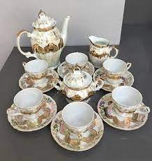Empress By Haruta Vintage China Gilded 17pc Demitasse Tea Coffee Set Japan Tea Pots Porcelain Tea Set Coffee Set