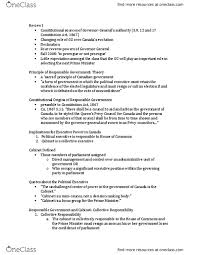 A panel or unit accommodating a set of controls for what is the opposite of cabinet? Political Science 2230e Lecture Notes Spring Lecture 4 Responsible Government Focus Group United Front