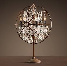 Foucault S Iron Orb Crystal Table Lamp Rustic Iron Crystal Table Lamps Rustic Table Lamps Rustic Lamps