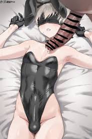 on back, dark-skinned male, strapless, black blindfold, on bed - Anime R34