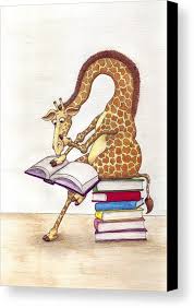 Reading Giraffe Canvas Print Canvas Art By Julia Collard Zurafalar Cizimler Zurafa