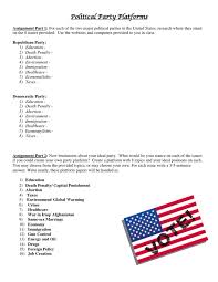 Starting a political party is a major undertaking, and you'll need lots of support. Political Party Platform Assignment