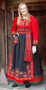 Both feature a predominantly deep shade of blue, the same cut, and red/green embroidery. Ost Telemark Bunad Ta Mal Hjemme Finn No