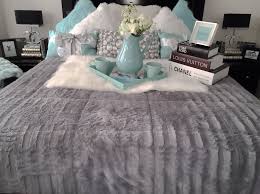 You are viewing image #13 of 13, you can see the complete gallery at the bottom below. Silver Gray Tiffanyblue Accents Chanel Lighting Flowers Bows Books Fur All For Her Bedroom Decor Homelife Pretty Bedding Apartment Decor Bed