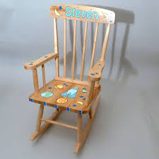 Personalized Hand Painted Kids Natural Wood Rocking Chair Rocking Chair Painted Rocking Chairs Wooden Rocking Chairs