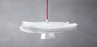 A White Lamp Shade Made Of Crumbled Paper Diy Lampen Krusning Ikea Lampen