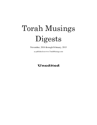 Pdf Torah Musings Digests November 14 February 15 Gil