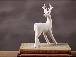 Greencherry Christmas Decor Deer Ceramic Standing Matte White Reindeer Figurine Statue White 04 C White Reindeer Figurine Reindeer Figurine White Reindeer