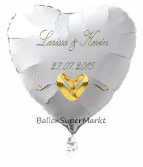 Herzballon Zur Hochzeit In Weiss Luftballon Mit Den Namen Des Brautpaares Und Dem Datum Der Hochzeit Brautpaar Ballons Hochzeit Luftballons Hochzeit