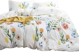 This 200 thread count bedding collection is made of 100% cotton. Amazon Com Wake In Cloud Floral Duvet Cover Set 100 Cotton Bedding Colorful Watercolor Flowers Leaves Painting Printed On White Zipper Closure 3pcs Full Size Kitchen Dining