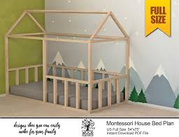 If you build this diy toddler house bed, please tag me @jenwoodhouse so i can see your handiwork! Full Size Montessori Bed Plan House Bed Frame Plan For Kids Bedroom Diy Pdf Plan Toddler Floor Bed Bed Frame Plans Kids Bedroom Diy House Frame Bed