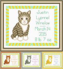 Collection by nola erasmus • last updated 8 weeks ago. Baby Striped Kitten Birth Record Cross Stitch Pattern By Susan Saltzgiver Crosstitch Com