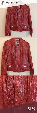 Unique Leather Jacket Fun And Unique Red Leather Jacket Snake Skin Like Texture Pattern Fun Buttons Berek Unique Leather Jacket Clothes Design Fashion Design
