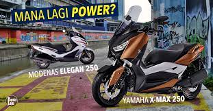 Modenas scooter prices start at rm 4,979 for the most inexpensive model karisma 125 and goes up to rm 12,830 for the most expensive scooter model elegan 250.there are 2 modenas scooters available in malaysia, check out all scooter models june 2021 price below. Yamaha X Max 250 Vs Modenas Elegan 250 Siapa Lagi Power
