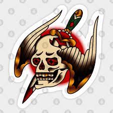 We specialize in all kinds of tattoos including bold traditional, strong japanese, clean black and grey, delicate script, and more. American Traditional Pierced Winged Skull Tattoo Design Tattoo Aufkleber Teepublic De