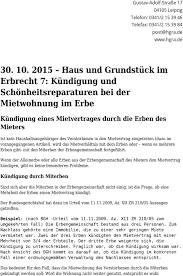 Anders als bei minijobbern in betrieben, finden jedoch die regelungen des. Haus Und Grundstuck Im Erbrecht 7 Kundigung Und Schonheitsreparaturen Bei Der Mietwohnung Im Erbe Pdf Free Download