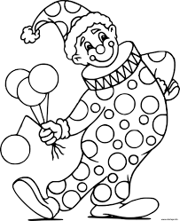 Coloriage gentil clown en voiture. Coloriage Clown Avec Son Deguisement Et Des Ballons De Celebration Jecolorie Com