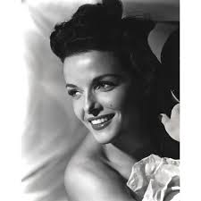 Jane Russell Close Up Black in Sheer Silk Dress with Head Turn Up with Eyes  Looking Up Photo Print