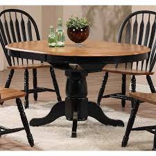 Bar table dining room table kitchen table farmhouse dining table 36 in. Radius Single Pedestal Dining Table In Deep Rustic Oak And Black Nebraska Furniture Mart