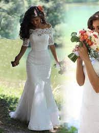 Ericdress Off The Shoulder Half Sleeve Lace Mermaid Wedding Dress Short Sleeve Wedding Dress Modest Wedding Dresses Wedding Dresses