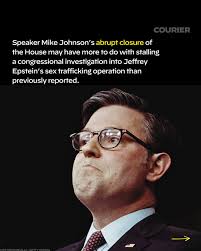 Speaker Mike Johnson (R) abruptly shut down Congress just hours after  receiving Jeffrey Epstein's financial records. Read the full investigation  in COURIER's Below The Belt(way) newsletter. Link in bio, under newsletters.
