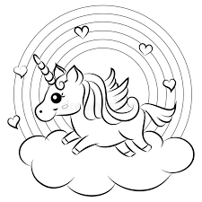 Download printable rainbow cloud coloring page. Cute Cartoon Vector Unicorn With Rainbow Coloring Page Stock Vector Illustration Of Running Kids 106989348