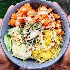 Gut Healing Bowl With Turmeric Sweet Potato And Sauerkraut A Dash Of Lemon Recipe Healthy Gut Recipes Stuffed Sweet Potato Healthy Healthy Probiotics