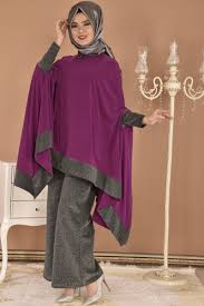 Simli Tunik Pantolon Bluz Uclu Kombin Acik Mor Aig 2146 Moda Stilleri Kadin Kiyafetleri Moda