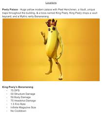Maybe you would like to learn more about one of these? Fortnite King Peely Concept A Whole New Location Which I Am Going To Build In Creative And A Mythic Weapon With Stats The Skin Was Based Off The Season 8 Peely Loading