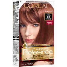 Shop for 6r dark red blonde permanent creme hair color from ion by color brilliance at sally beauty. L Oreal Paris Superior Preference Permanent Hair Color 6r Light Auburn Shop Hair Color At H E B