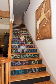 And don't worry—it does look tasteful. Top 12 Chalkboard Ideas At Eclectically Vintage Stair Art Diy Staircase Stair Decor