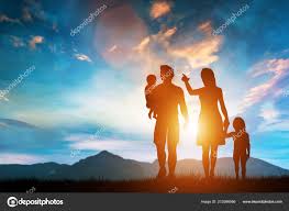 Happy Mom Dad Children Natural Background Family — Stock Photo © Photocreo  #212086566