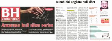 Kes buli siber yang semakin menular ini merupakan satu cabaran baru bagi warga pendidik dan ibubapa untuk bekerjasama dalam menangani masalah disiplin dalam keratan akhbar kedua yang saya pilih adalah bertajuk cabaran guru bandar yang disiarkan dalam utusan malaysia (12 april 2010). Polis Sarawak Bahana Ancaman Buli Siber Facebook