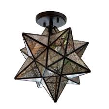 Decor Therapy Star Shape 14 In 1 Light Antique Bronze Semi Flush Pendant Ch1876 The Home Depot Star Pendant Lighting Mercury Glass Pendant Light Decor Therapy