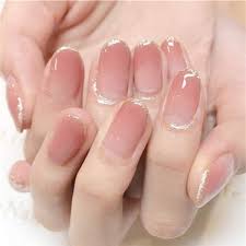Tapered square louis vuitton french tip acrylic nail. Amazon Com Unsutuo Oval Glossy Fake Nails Press On Nails Full Cover Short Natural False Nails Acrylic Tips For Women 24pcs Beauty