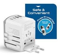 All-In-One International Travel Adapter - 5 in 1 - 2 USB-A & 2 USB-C - Max. 17.5W (3.5A) - White (UP-15KU-WH)