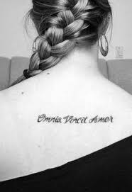 3.2 in / 8 cm (width) this temporary tattoos are: Omnia Vincit Amor Tattoo Want This One Different Font And On One Of My Arms Going Down The Side