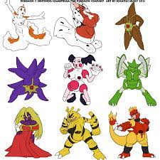 1:1 9girls anthro black eyes black fur black hair blonde hair  blue eyes breasts claws cleavage clothes color dress electabuzz eyelashes  fangs female female only fiery tail fire fish