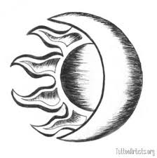 Sun and moon tattoos on the both shoulders. Sun Moon Drawing Sunset Sun And Moon Drawings Art Drawings Sketches Simple