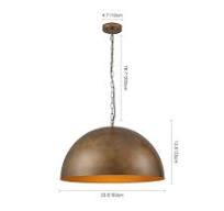 HUOKU PCover 1-Light 23.6 in. W Dark Brass Pendant Light Industrial  Minimalist Dome Hanging Light for Kitchens PD1062591