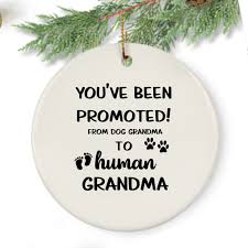 Pregnancy Announcement Grandma, Promoted From Dog Grandma To Human Grandma,  Grandma Ornament, New Grandma Gift