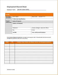 Pet registration form template training register template. Employment Record Sheet Of Employees Word Excel Templates