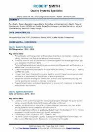 Quality Systems Specialist Resume Samples Qwikresume