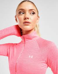 Top Pink Under Armour Half Zip Under Armour UA Tech Textured Half Zip Top  Prime Pink