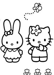 Hello Kitty And Bunny Playing With A Butterfly Coloring Pages Hello Kitty Colouring Pages Kitty Coloring Hello Kitty Coloring