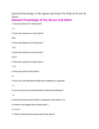 General Knowledge Of The Quran And Islam For Kids Islam For Kids General Knowledge For Kids General Knowledge